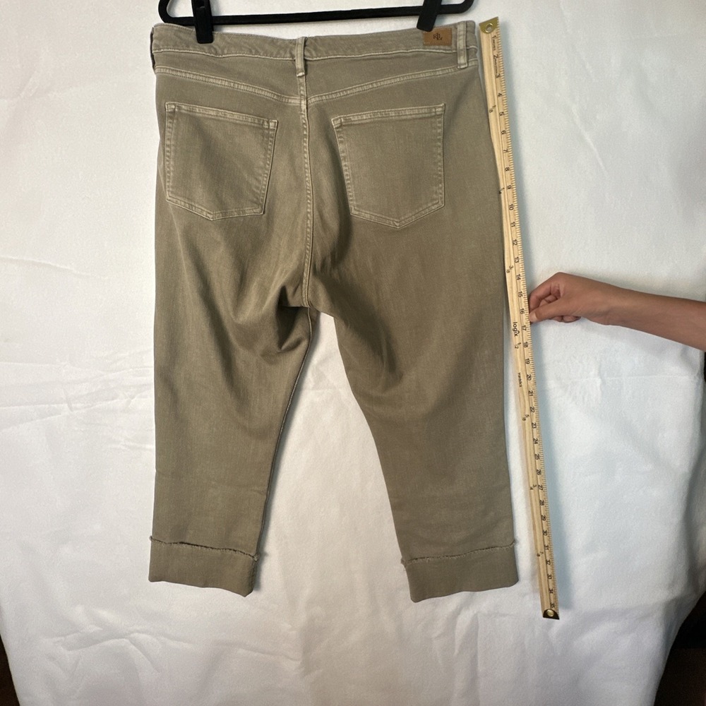 Lauren Ralph Lauren Regal Straight Crop Jeans Khaki Brown High Rise Size 16 - Picture 13 of 16